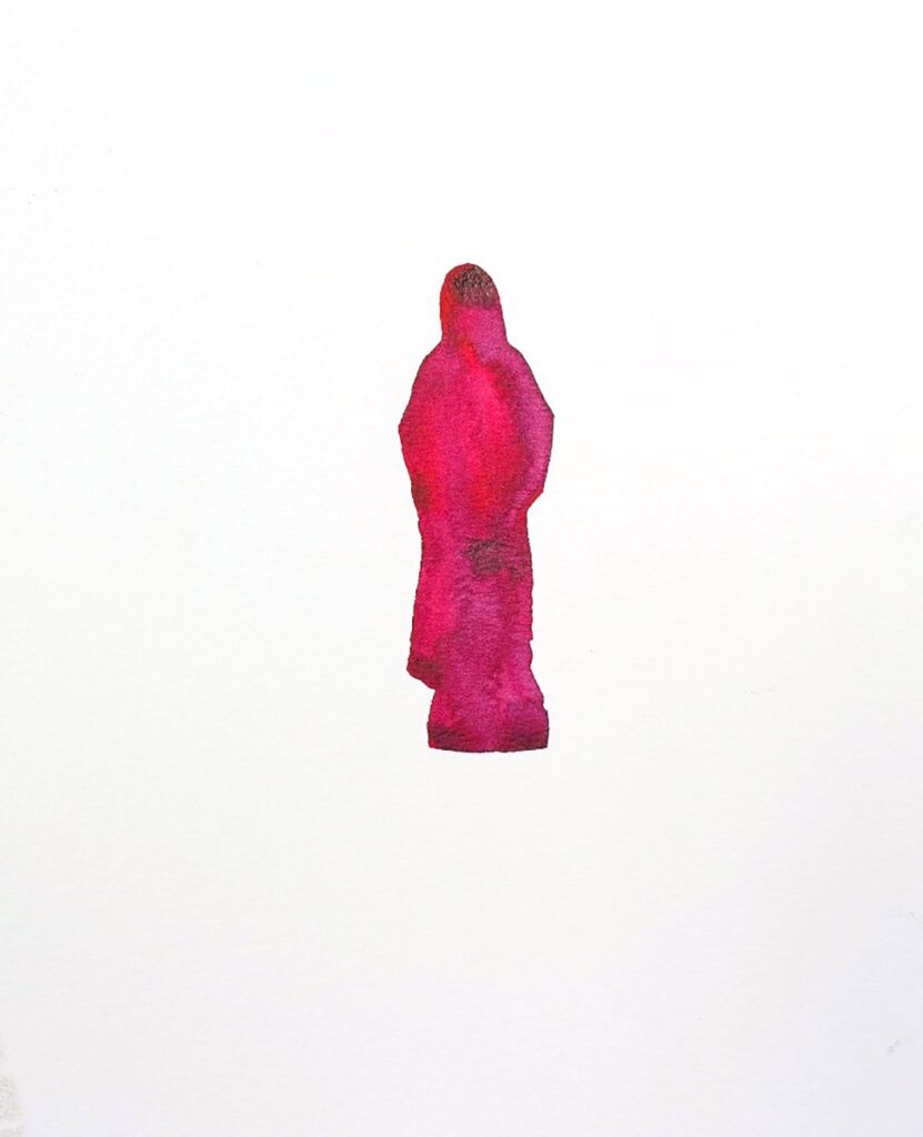 Influencer V, by Lara Ronan, 2023, watercolor on paper