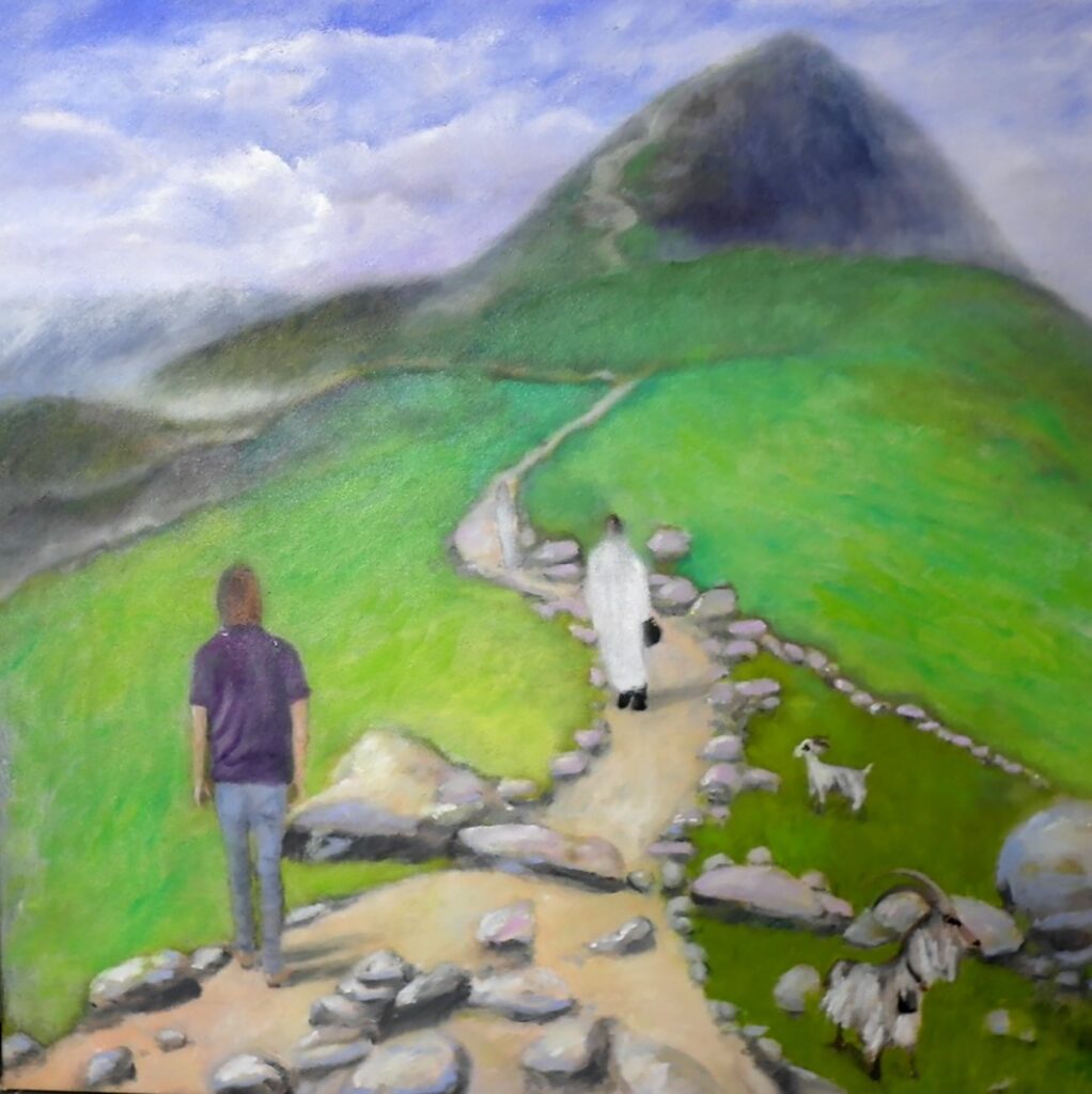 Who, if I Cried Out, Would Hear Me among the Angelic Orders, by Lara Ronan, 2023, oil on canvas, 32 x 32 x inches