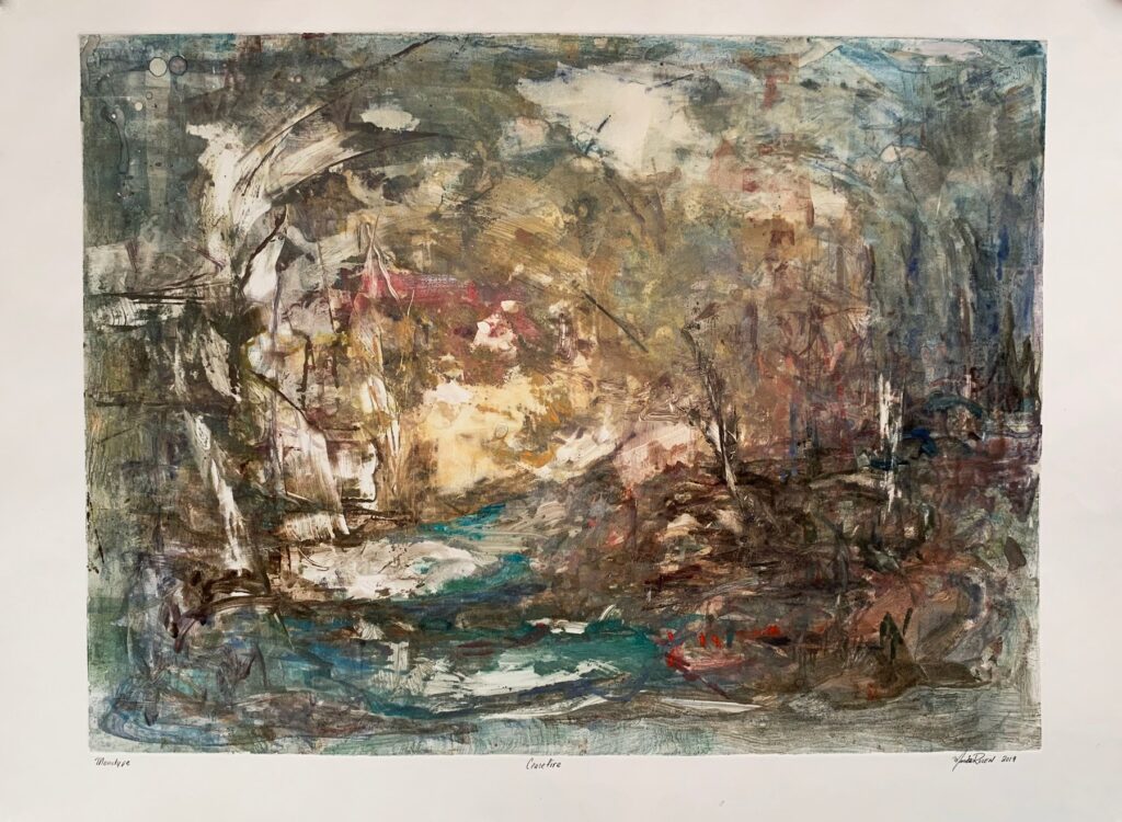 Ceasefire, by Monika Rosen, 2019, watercolor monotype on paper