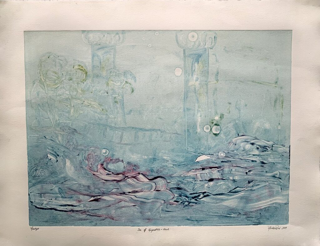 Sea of Epigenetics – Ghost, by Monika Rosen, 2019, oil monotype on paper