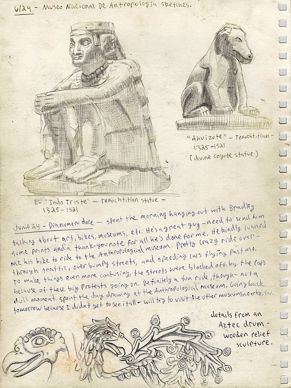 Archaeological Museum Studies, by George Rue, 2015, Ink on paper