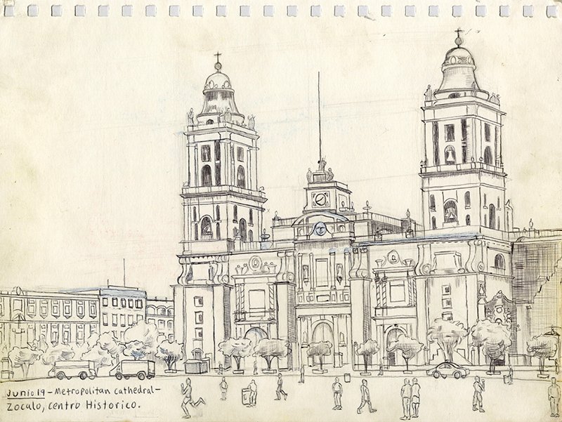 Metropolitan Cathedral, by George Rue, 2015, Ink on paper