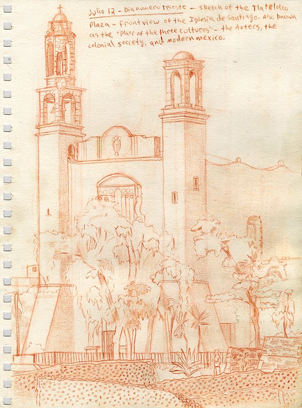 Place of the Three Cultures, by George Rue, 2015, pencil on paper