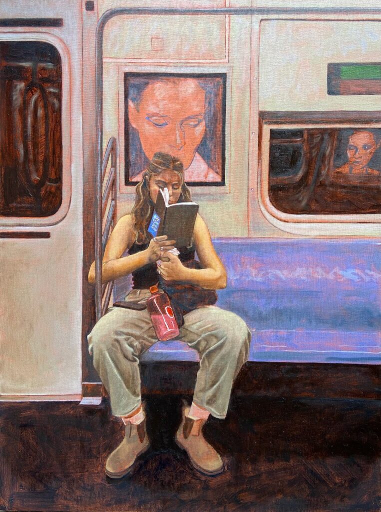 Buy Used and Save, by Nicola Russell, 2024, oil on panel