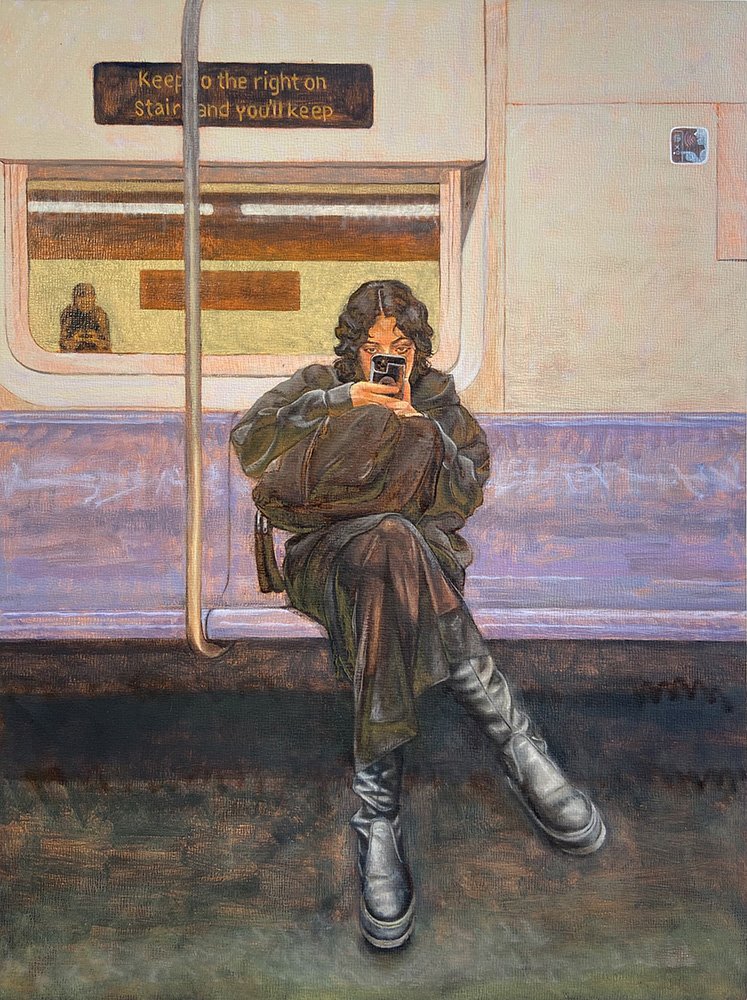 Keep to the Right, by Nicola Russell, 2024, oil on panel