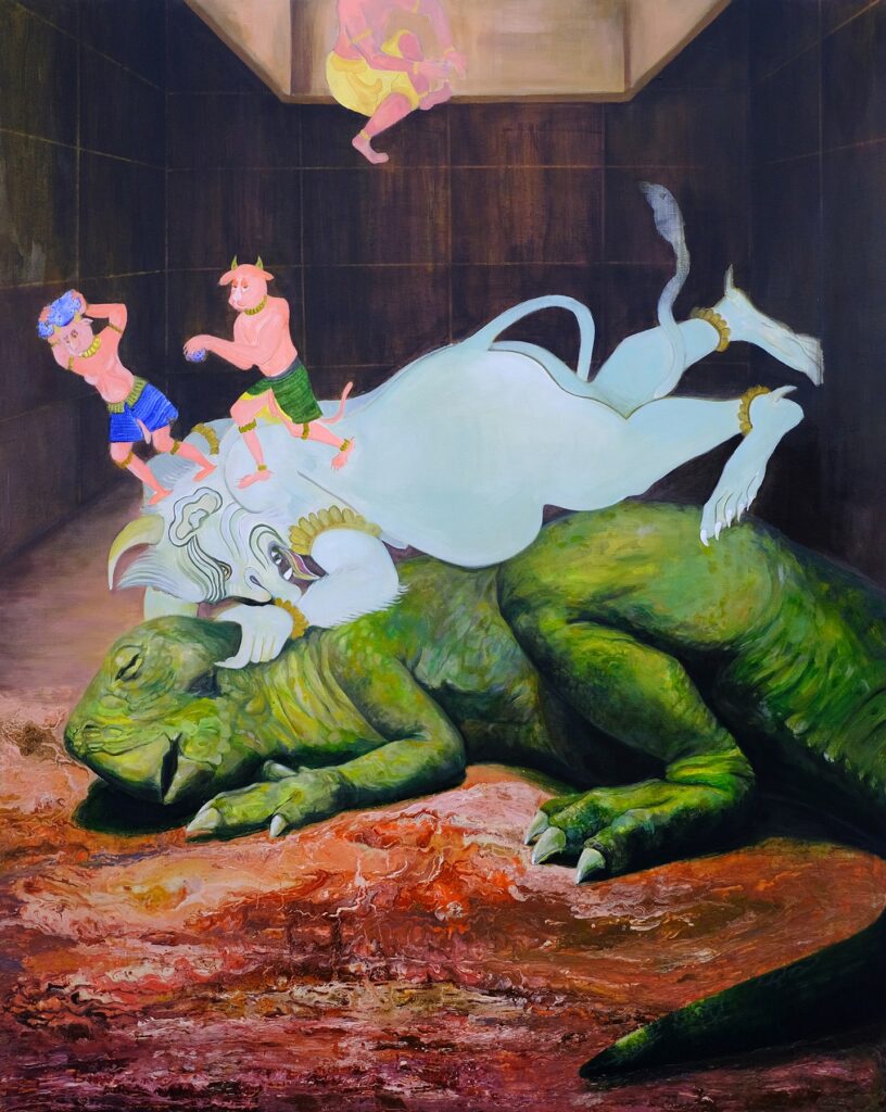 Underground Battle, by Bahar Sabzevari, 2018, acrylic on linen