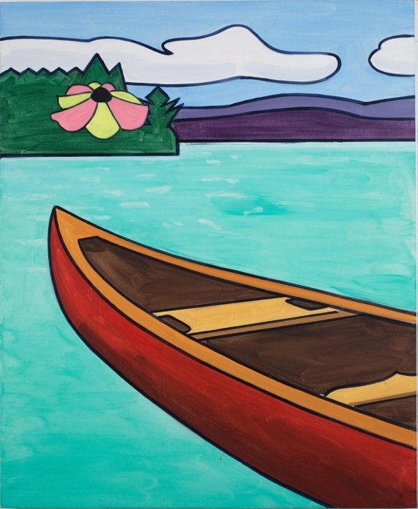 Canoe with Flower, by David Salle, 2010, Oil on acrylic on linen