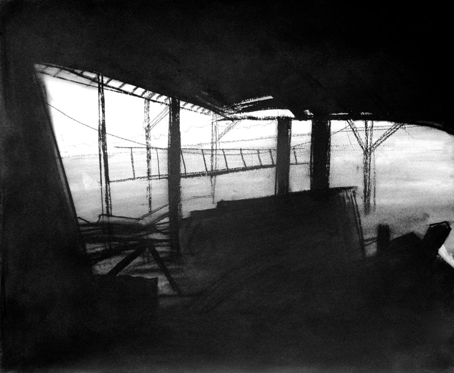 Eclipse 4, by Nicolas V. Sanchez, 2014, Charcoal on paper
