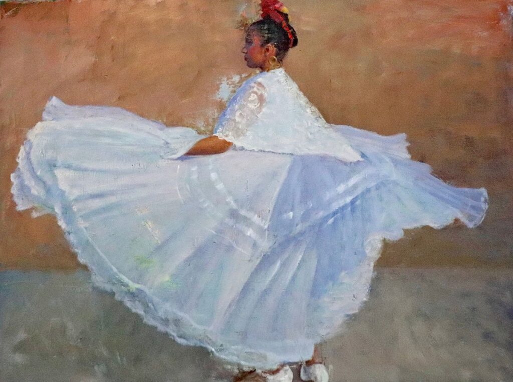 La Vuelta en Laredo, by Nicolas V. Sanchez, 2021, oil on canvas