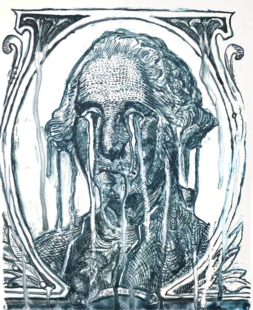 Washington, by Justin Sanz, 2020, watercolor monotype