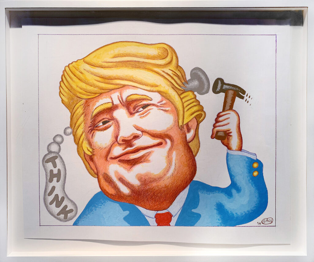 Trump Thinks, by Peter Saul, 2016, acrylic, pencil, and colored paper