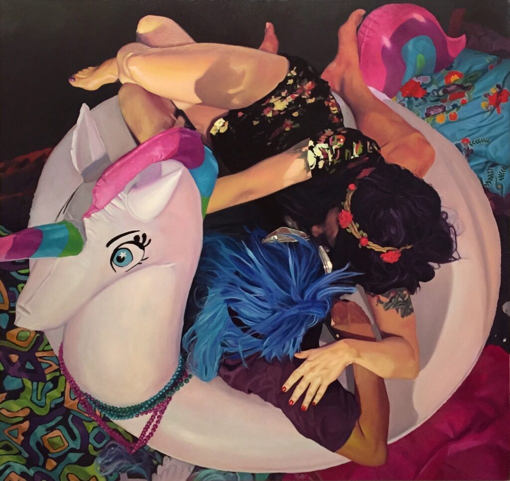 Passengers, by Buket Savci, 2018, oil on canvas