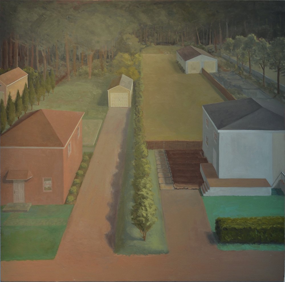 Suburb With Shrubs, by Sarah Schlesinger, 2015, Oil on panel