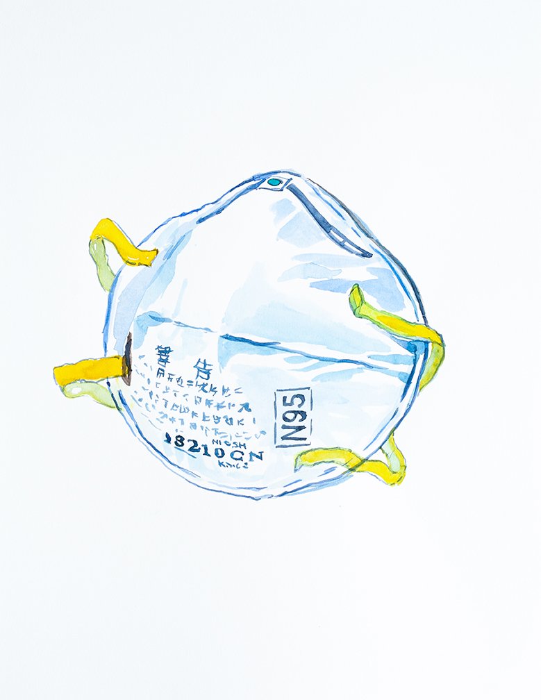 Untitled 2, Everyday Objects in the Time of a Pandemic, by Bastienne Schmidt, 2020, watercolor on Strathmore paper