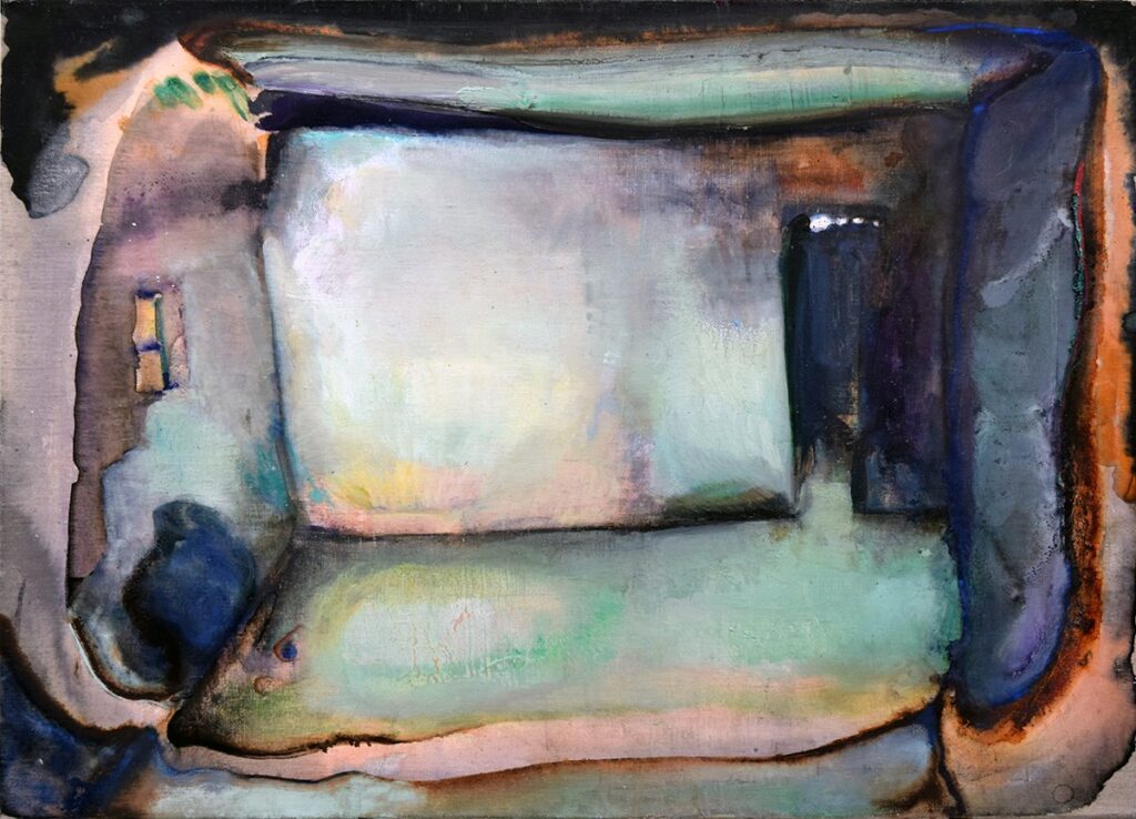 Immerath, by Ryan Schroeder, 2018, oil and ink on linen