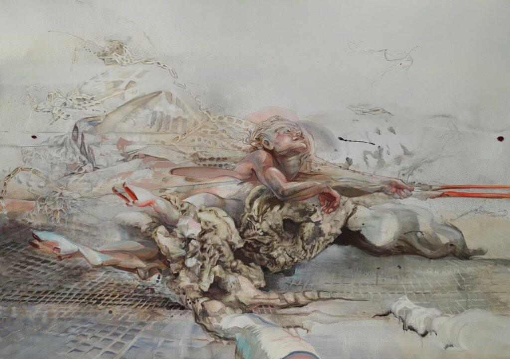 Petite Mort, by Charlotte Segall, 2015, Gouache on canvas