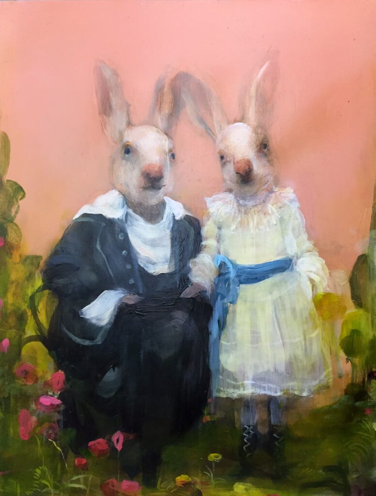 Rabbits, by Susan Siegel, 2019, oil on panel