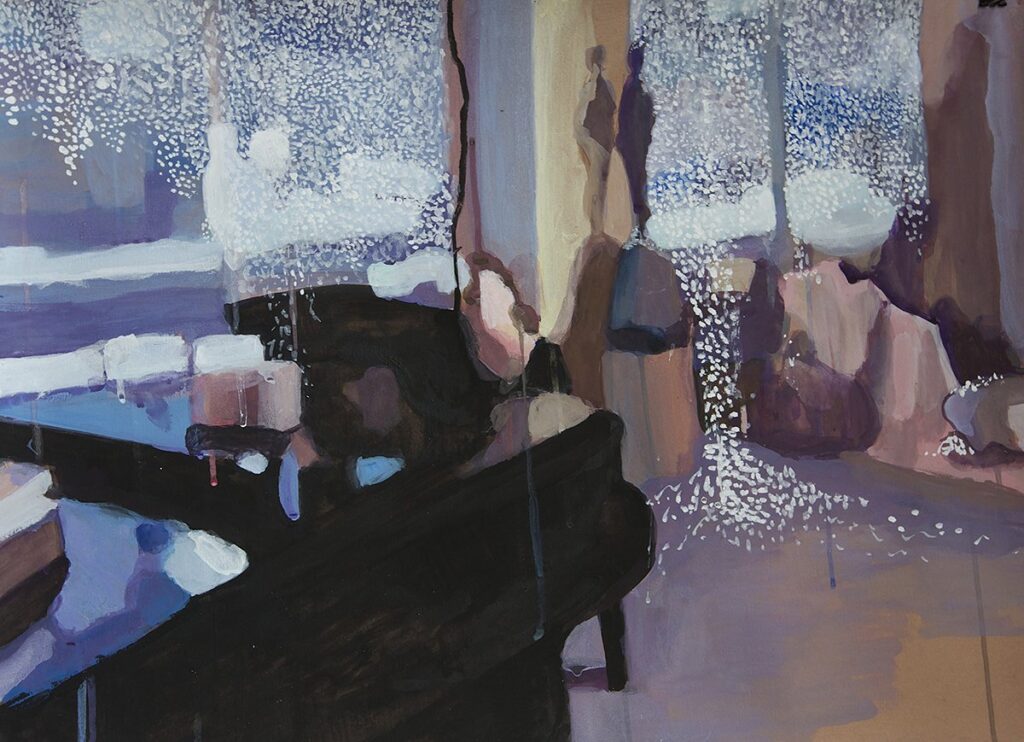 At Piano, by Viviane Silvera, 2018, gouache on archival paper