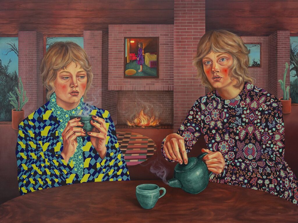 Little Fires, by Skyler Simpson, 2024, oil, Flashe, and acrylic on panel