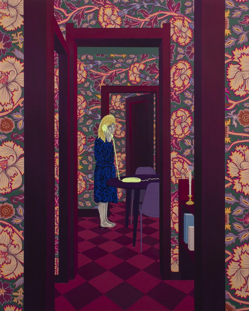 Sinking, by Skyler Simpson, 2022, gouache and graphite on paper mounted to panel