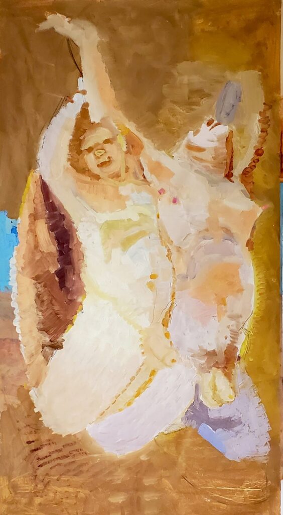 Hot Summer Dancing, by Zachary Sitrin, 2019, oil on linen mounted to panel
