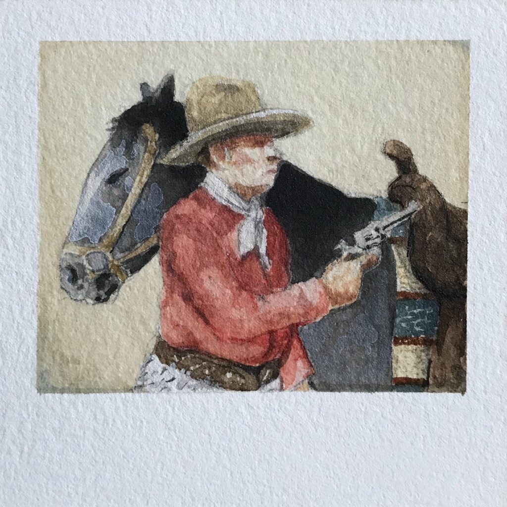 Andy's Polaroid #13, by Jed Smith, 2020, watercolor on paper mounted to panel