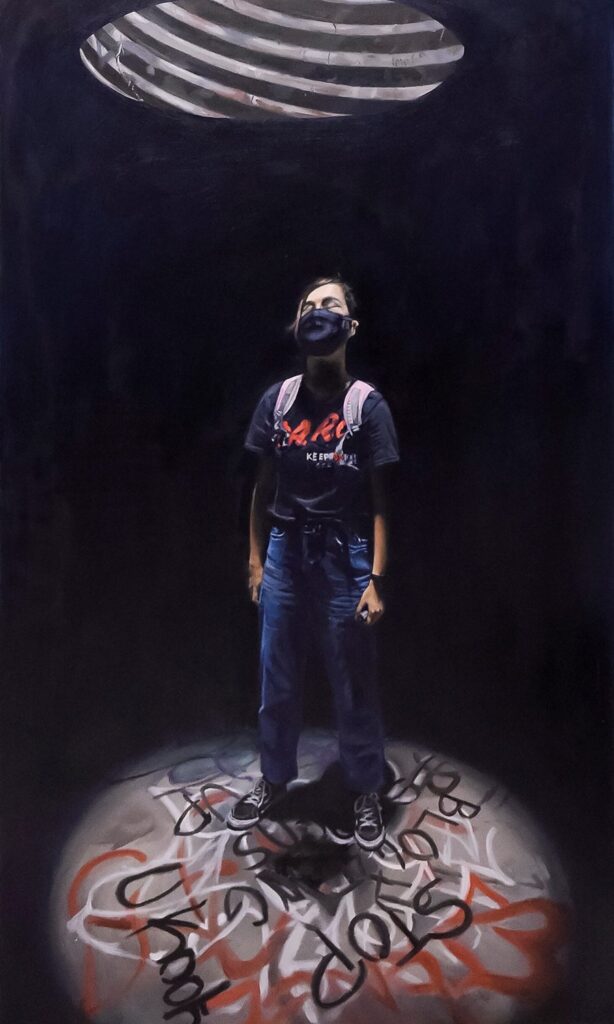 Pink Backpack, by Siana Smith, 2020, oil on canvas