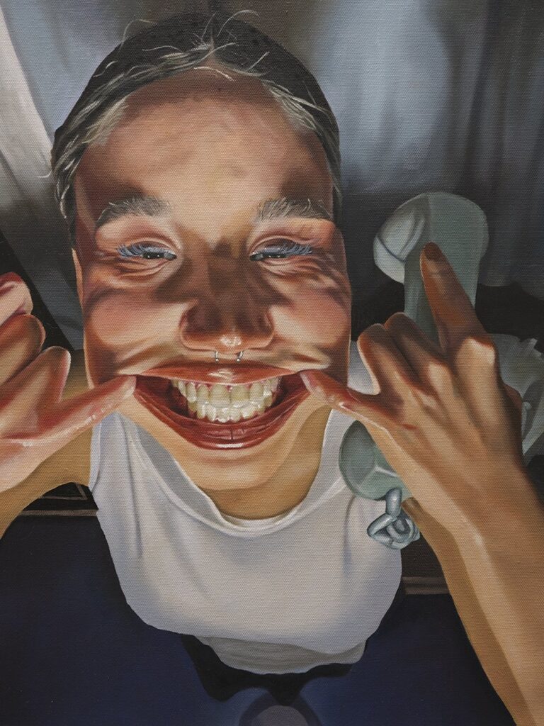 Smile for Me, by Ana Snelson, 2023, oil on canvas