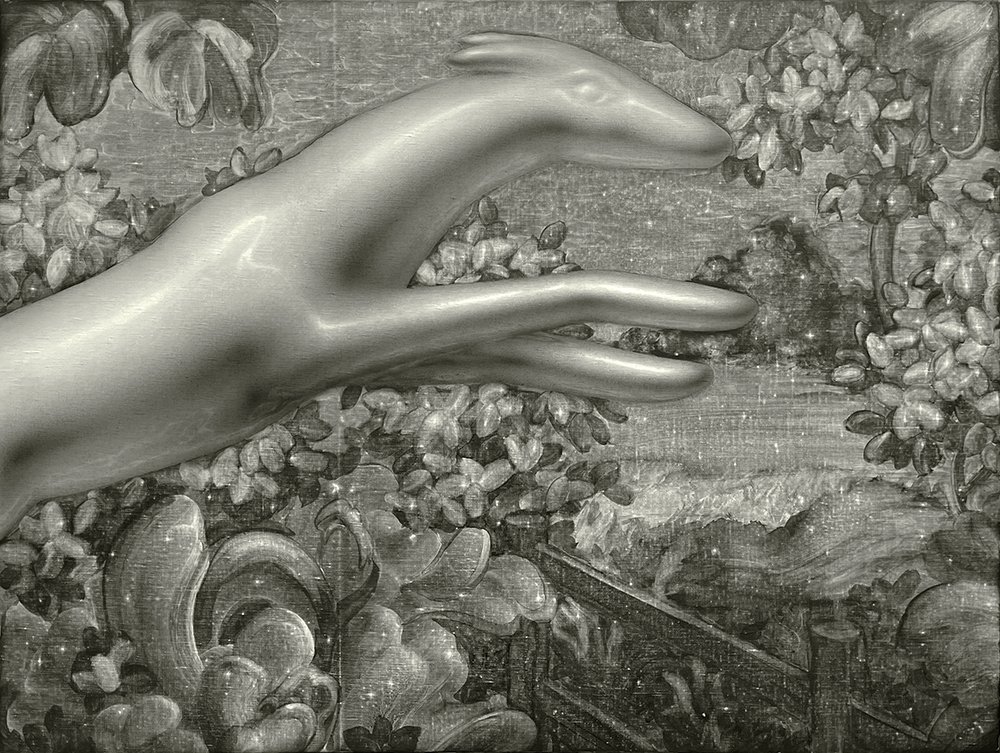 With the Grain, by Kylee Snow, 2024, graphite on linen