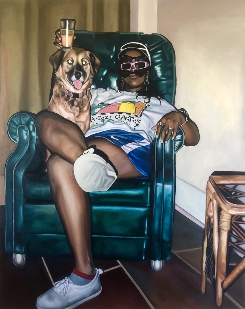 Green Leather, by Alaina Speiser, 2021, oil on canvas