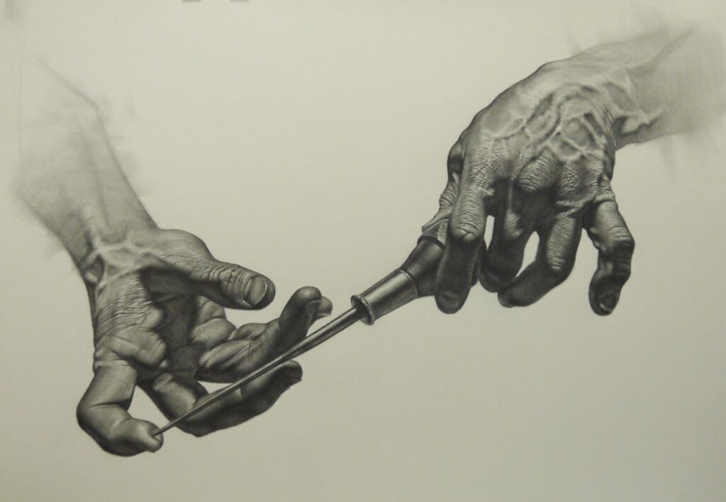Impulse Override, by Jesse Stern, 2018, graphite on paper