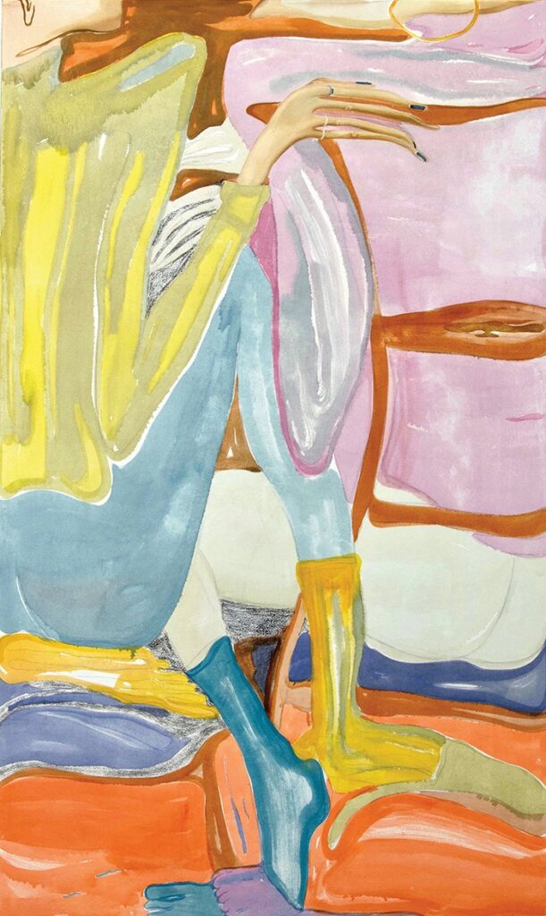 Close Friend, by Kristina Strunkova, 2020, acrylic fluid and tempera on canvas