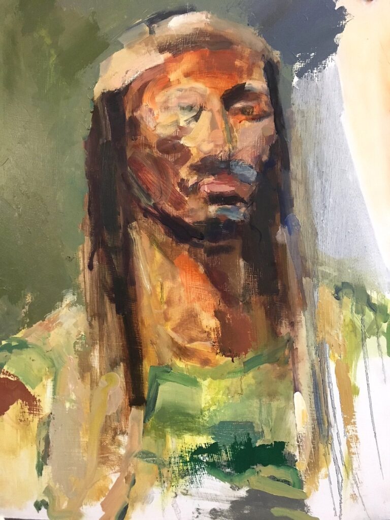 Chris, by Dena Sturm, 2018, oil on gessoed board