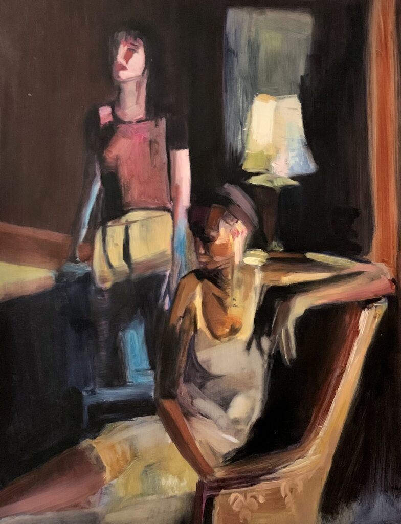 Night Shore, by Dena Sturm, 2019, oil on gessoed paper