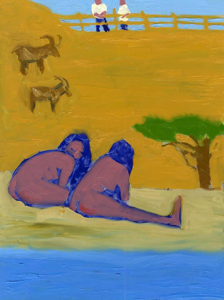 2 Babes, 2 Goats, 2 Men, by Anastasiya Tarasenko, 2016