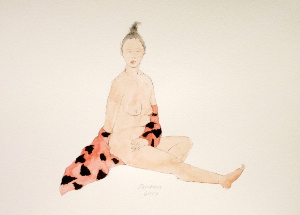 Spotted Kimono, by Susan Taverna, 2017, watercolor, paper
