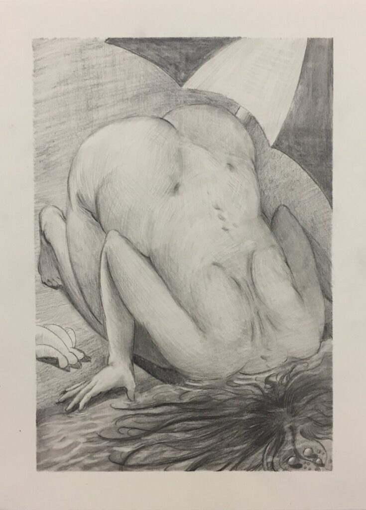 Bottoms Up, by Natalie Terenzini, 2020, graphite on paper