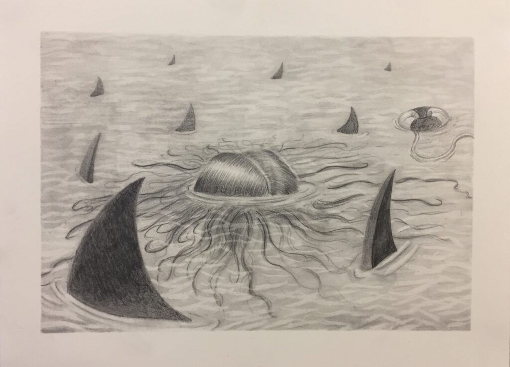 They Will Say There Was Blood in the Water, by Natalie Terenzini, 2020, graphite on paper