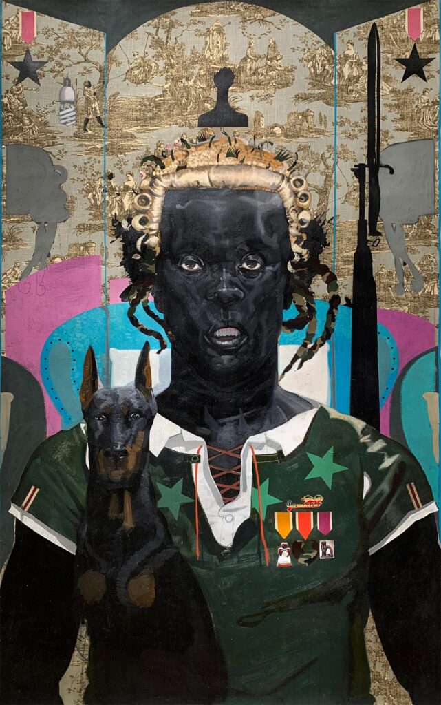 If We Must Die, by Phillip Thomas, 2019, oil and mixed media on canvas