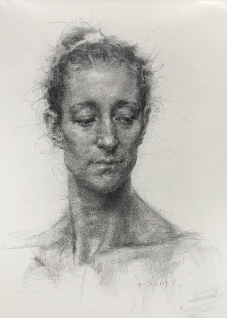 Katie, by Dan Thompson, 2021, graphite on paper