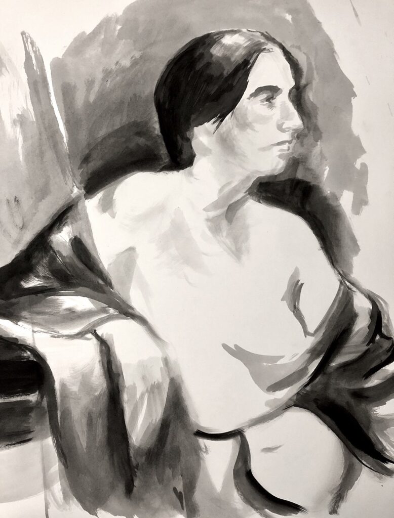 Figure Study, by Julia Tighe, 2019, ink on paper