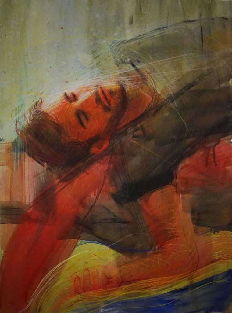 Efflux, by Sarah Vaccariello, 2019, pastel and acrylic on paper