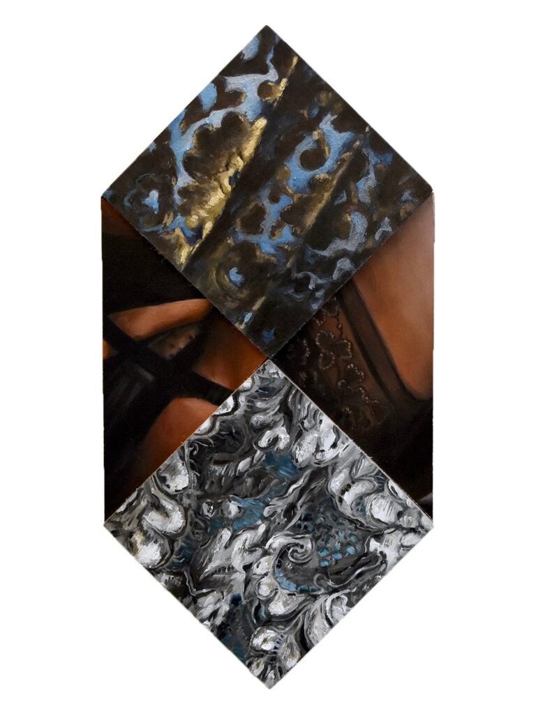 Striations, by Juliette Vaissière, 2019, oil on assembled panel