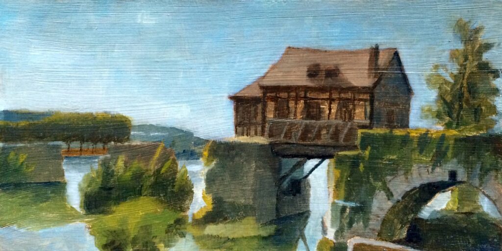 Broken Bridge, by Jorge Vasquez, 2016, Oil on paper mounted on board