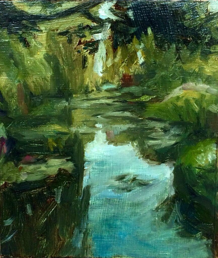 Water Lilies 1, by Jorge Vasquez, 2016, Oil on paper mounted on board