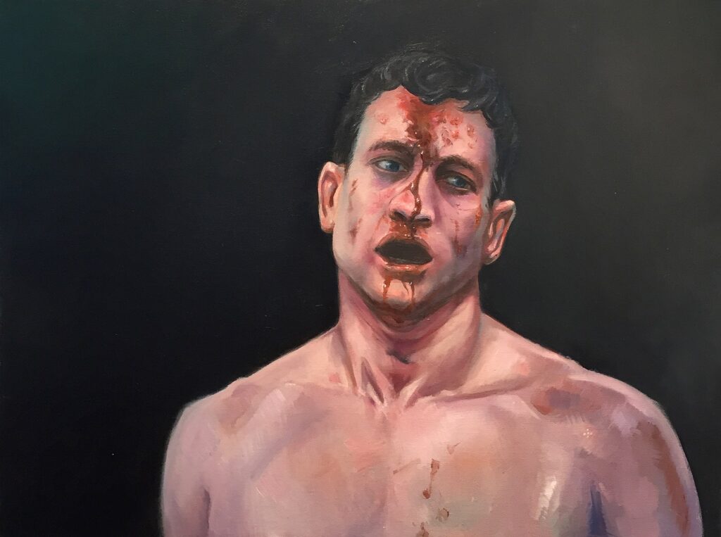 Be a Fucking Man, by Leonard Virch, 2018, oil on canvas