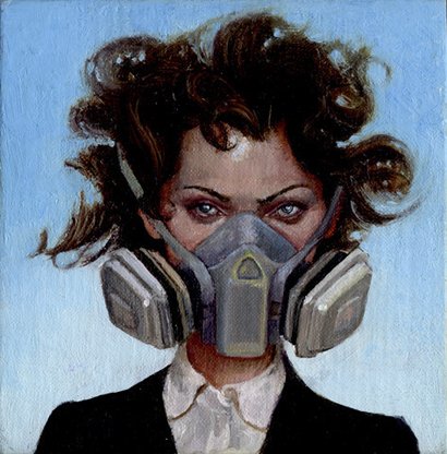 Girl with Gask Mask I, by Melanie Vote, 2008, Oil on panel