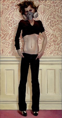 Girl with Gask Mask II, by Melanie Vote, 2008, Oil on panel
