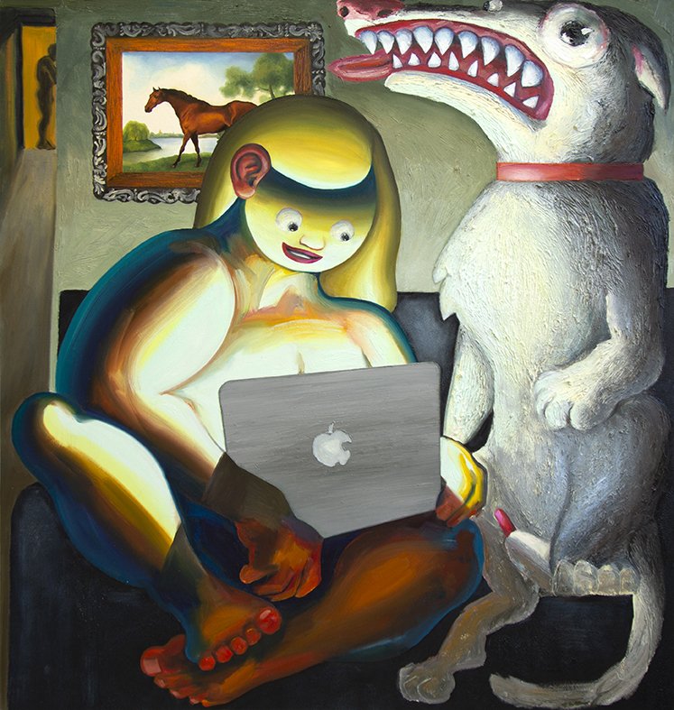 Stubbs the Dog, by Natalie Wadlington, 2019, oil on canvas