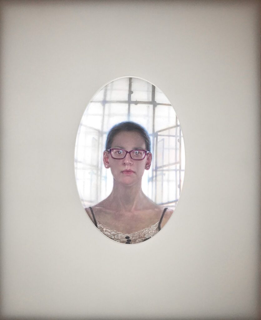 Symmetry/Asymmetry, by Anna Wakitsch, 2016, oil, acrylic hemisphere, acrylic box